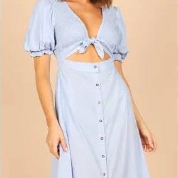 #25❤️ Brand new with tags Petal & Pup Belle button up dress in blue - Picture 3 of 8